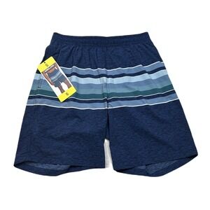 Kirkland Swim Trunks Mens Small Blue Striped Comfort Waist Quick Dry Shorts‎ NEW